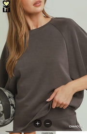 Coziest Raglan Sleeve Top, Charcoal Umgee Top