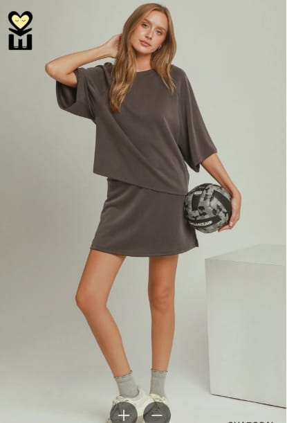 Coziest Raglan Sleeve Top, Charcoal Umgee Top