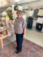 Crimped Crepe Stripe Pack It Pullover Top Habitat Casual Top