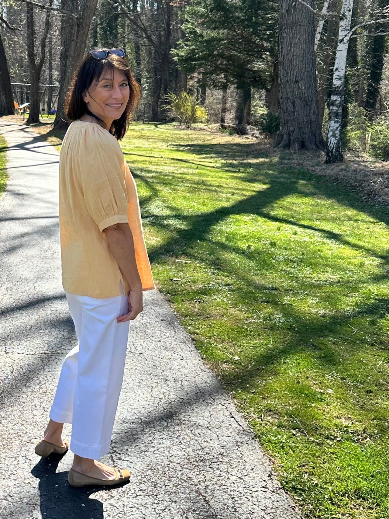 Crinkle Top 3/4 Sleeve Ganz Top