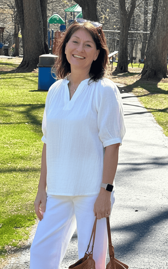 Crinkle Top 3/4 Sleeve Ganz Top White / S/M