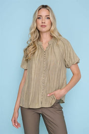 Crinkled Puff Slv Top Picadilly Fashion Inc Casual Top
