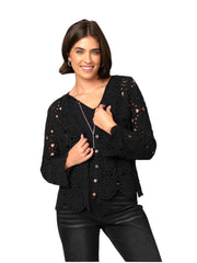 Crochet Cardigan in Black Pine Apparel Cardigan Small