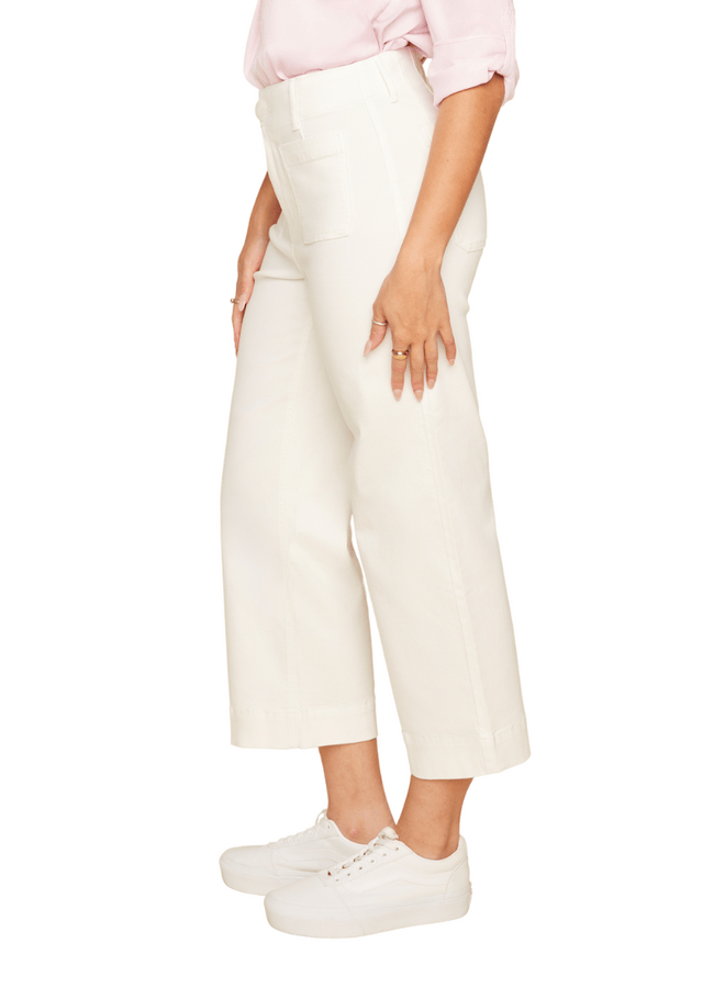 Crop Wide Leg Creme Twill Woven Pant Corwik | Renuar Casual Pant