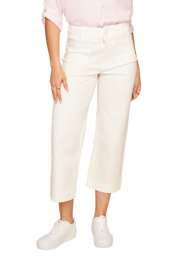 Crop Wide Leg Creme Twill Woven Pant Corwik | Renuar Casual Pant