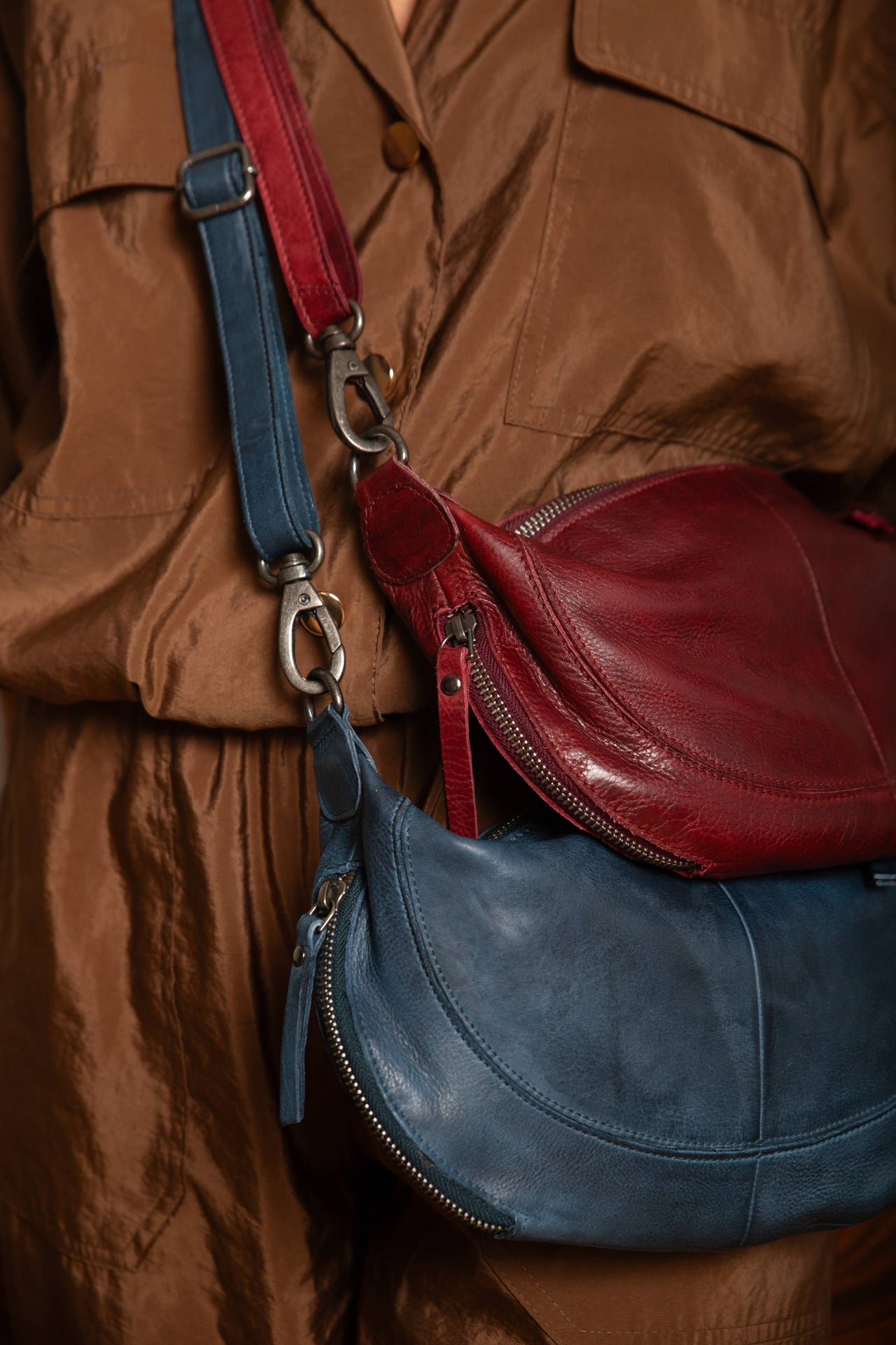 Crosby Handcrafted Leather Sling/Crossbody Bags: Cognac Latico Leathers