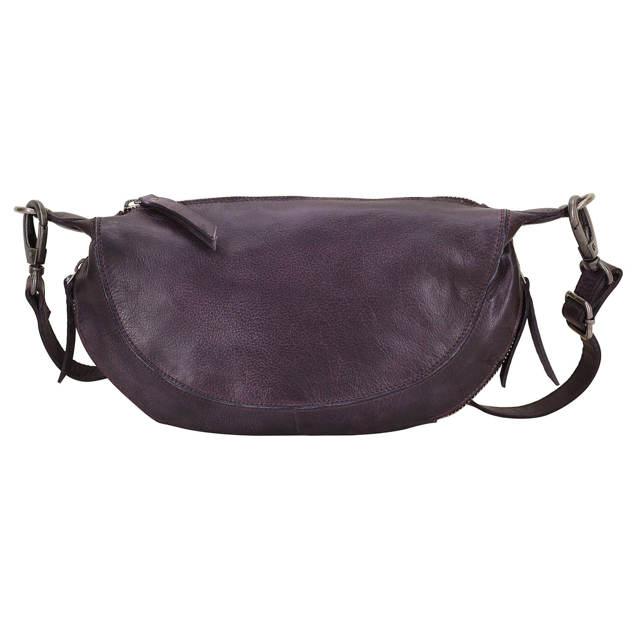 Crosby Handcrafted Leather Sling/Crossbody Bags: Eggplant Latico Leathers