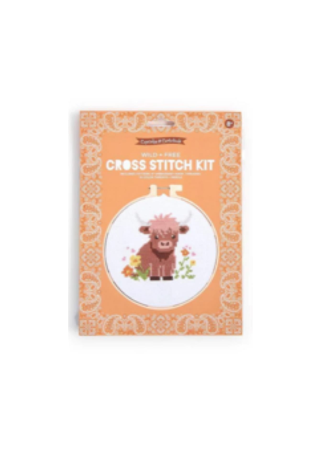 Cross-Stitch Embroidery Craft Kit by Wild + Free Two's Company Arts & Crafts Highland Cow