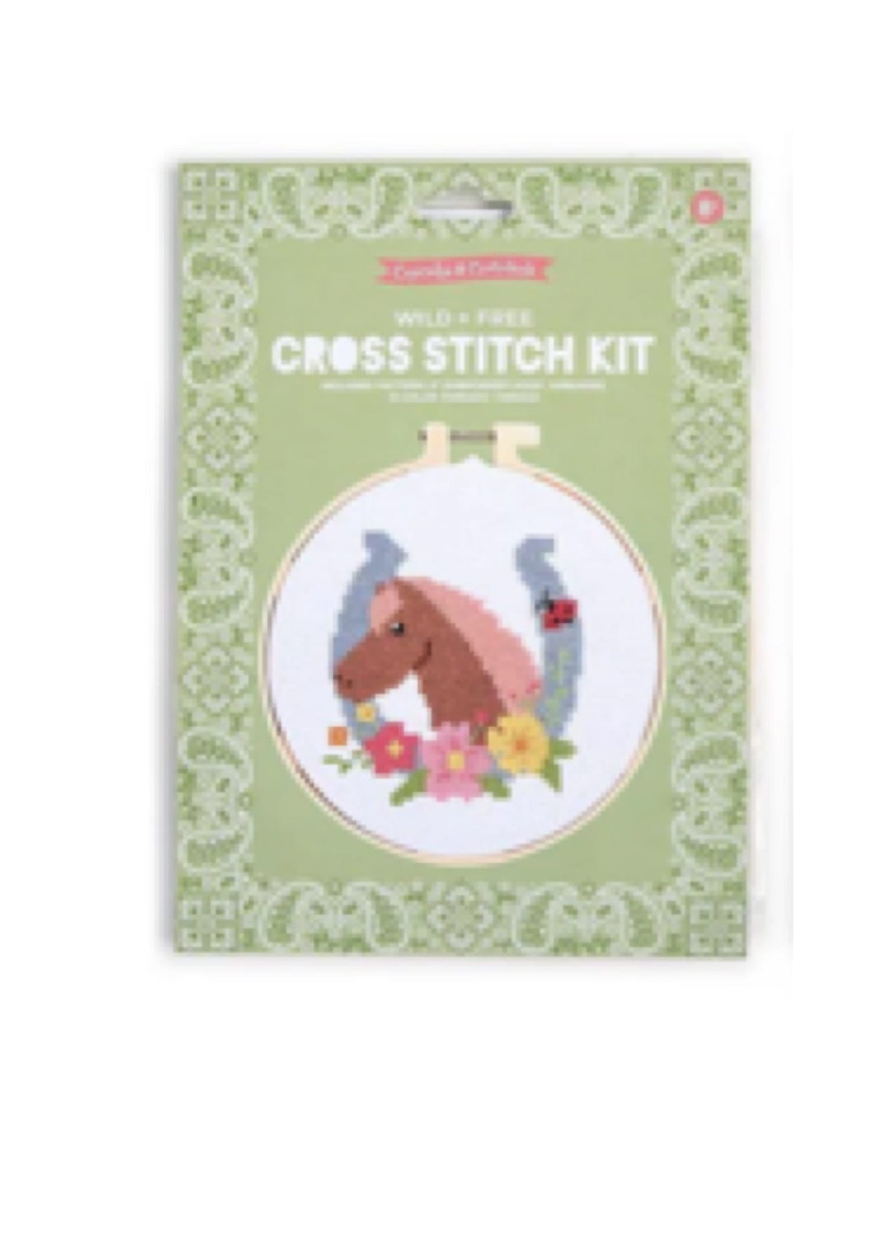 Cross-Stitch Embroidery Craft Kit by Wild + Free Two's Company Arts & Crafts Horse & Shoe