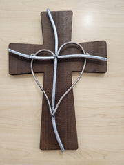 Cross Wall Hanging with Heart Ganz Wall Art Contemporary