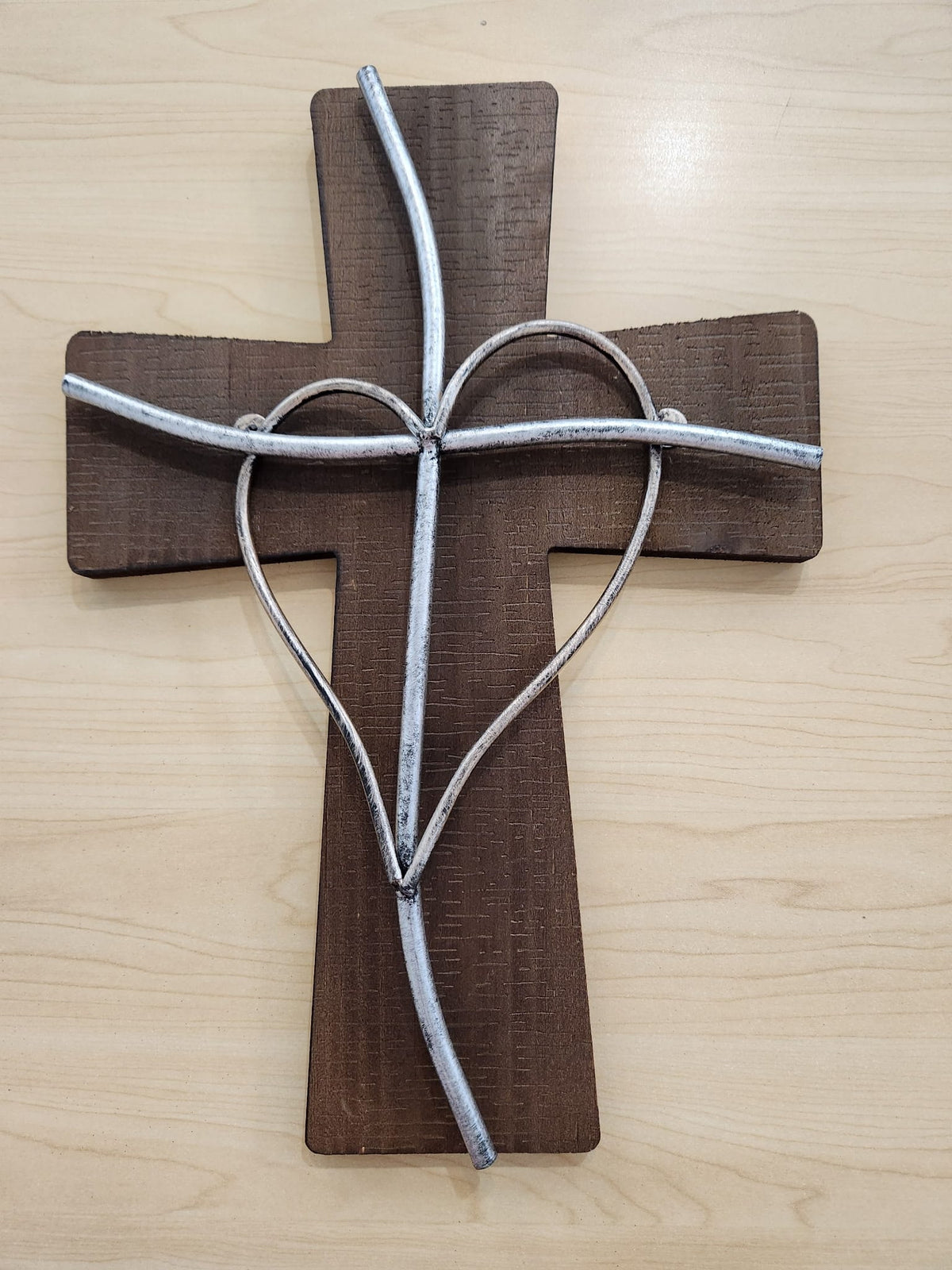 Cross Wall Hanging with Heart Ganz Wall Art Contemporary