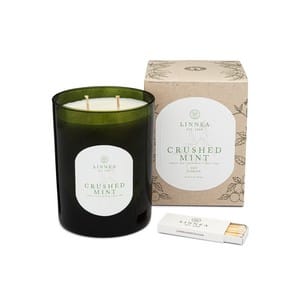 Crushed Mint Large 2-Wick Candle, Moss Green Linnea Candle