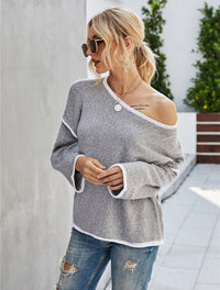 Thumbnail for CWOSWL1043_Casual Crew Neck Pullover Long Sleeve Sweater: GREY / (S) 1 NINEXIS