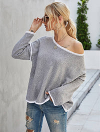 Thumbnail for CWOSWL1043_Casual Crew Neck Pullover Long Sleeve Sweater: GREY / (S) 1 NINEXIS