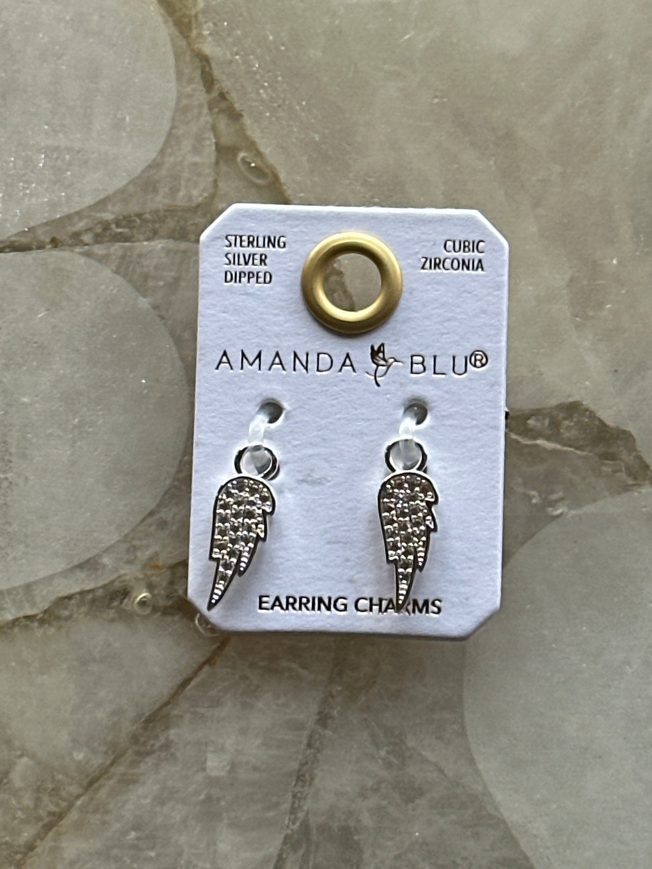 CZ Angel Wing Earring Charm Silver Amanda Blu Earrings