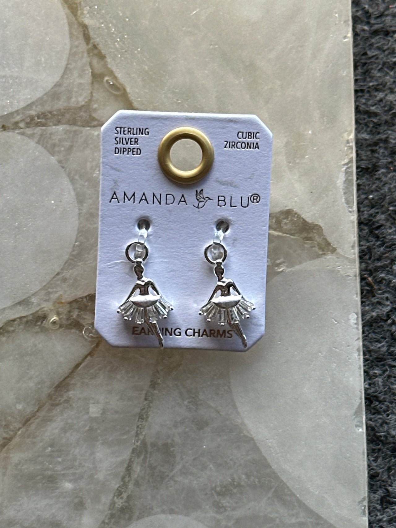 CZ Ballerina Earring Charm Silver Amanda Blu Earrings