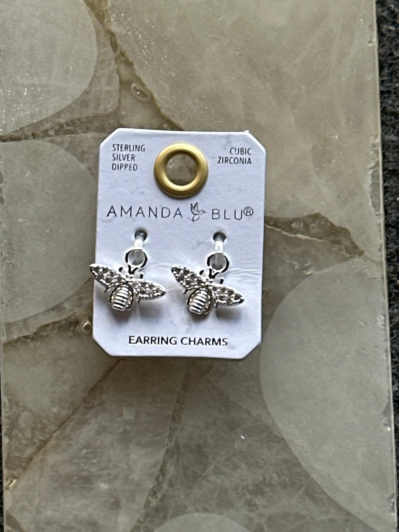 CZ Bee Earring Charm Silver Amanda Blu Earrings