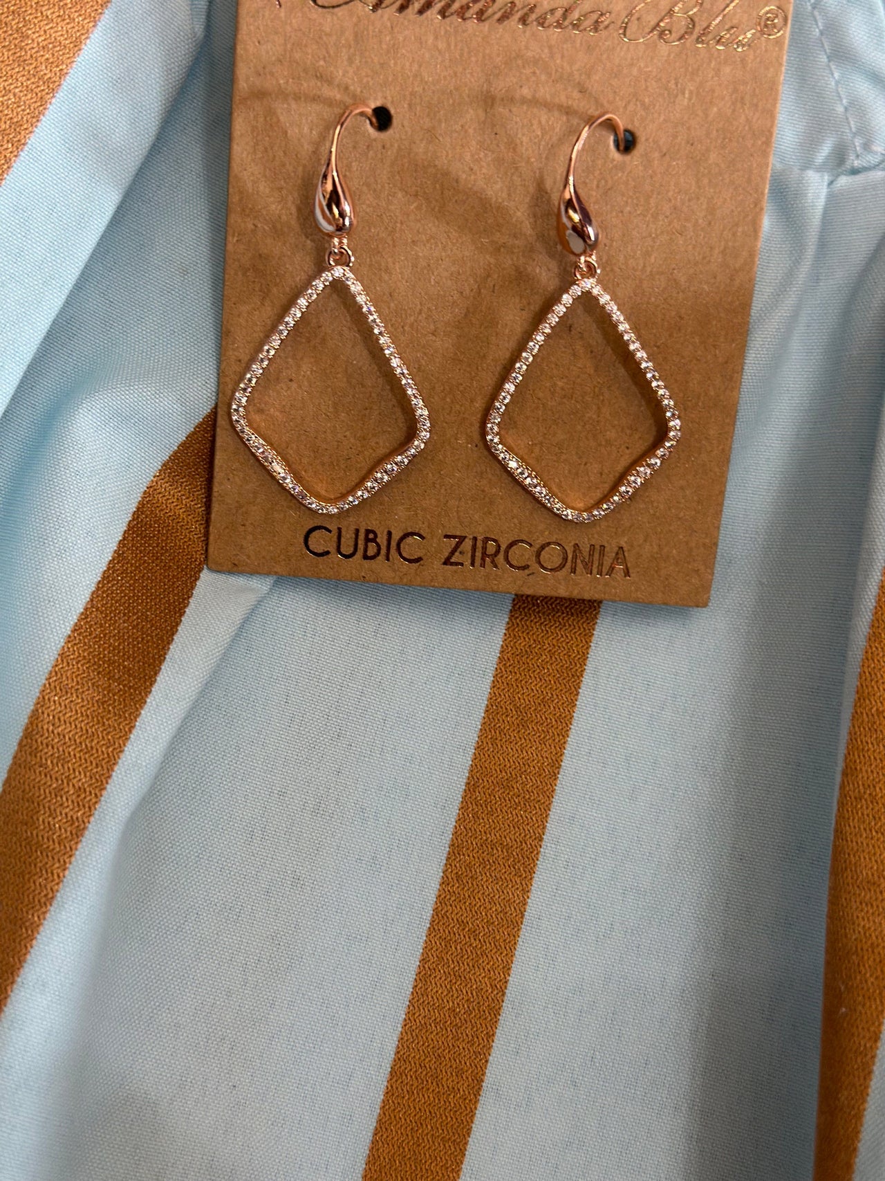 CZ / MOP Open Tear Drop Earrings - Rose Gold Amanda Blu