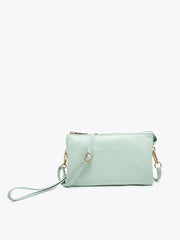 M013 Riley Monogrammable 3 Compartment Crossbody/Wristlet: Light Mint Jen & Co.