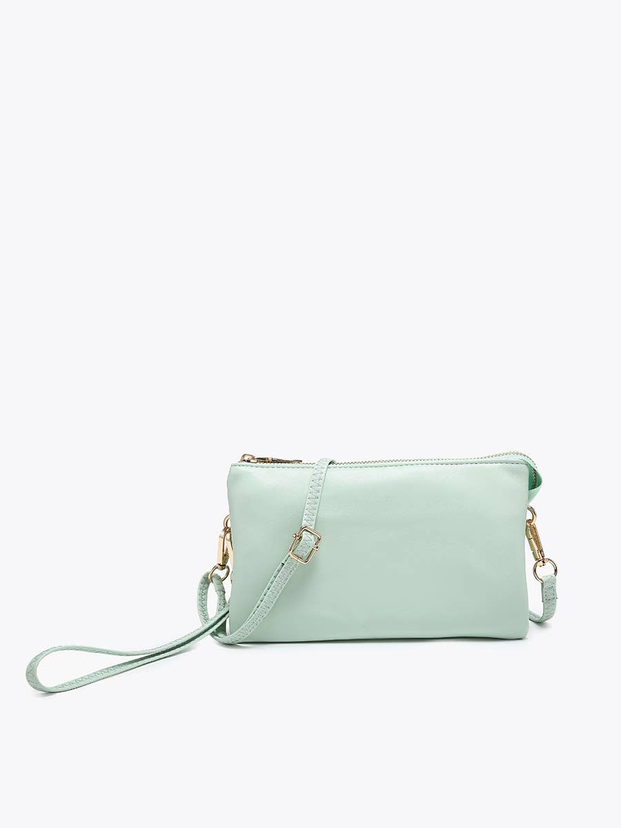 M013 Riley Monogrammable 3 Compartment Crossbody/Wristlet: Light Mint Jen & Co.