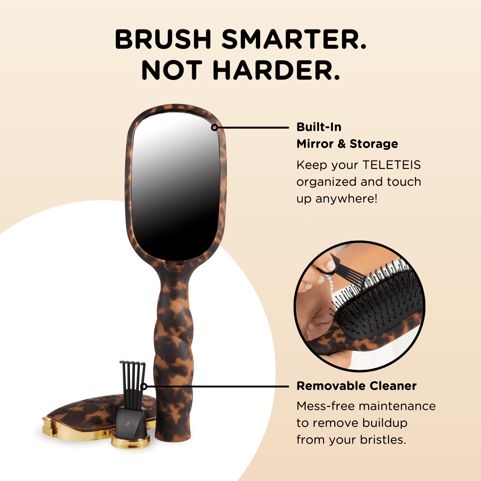 Detangling Hair Brush | Tortoise | Medium n Thick Hair TELETIES Hair Brush