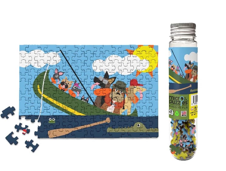 Dogs in Canoe Mini Puzzle, 150 Pieces, 4x6 Micro Puzzles LLC
