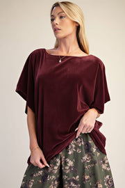 Dolman Sleeves Burnout Velvet in Wine Top Easel Top S