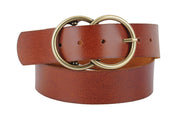 Double Circle Buckle Leather Belt: Wide / Tan / L Most Wanted USA