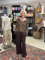 Double Ruffle Double Shot Espresso Long Sleeve Top by Liverpool Liverpool Top