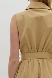 Dress Belted with Pleated Skirt & Pockets Entro Dress