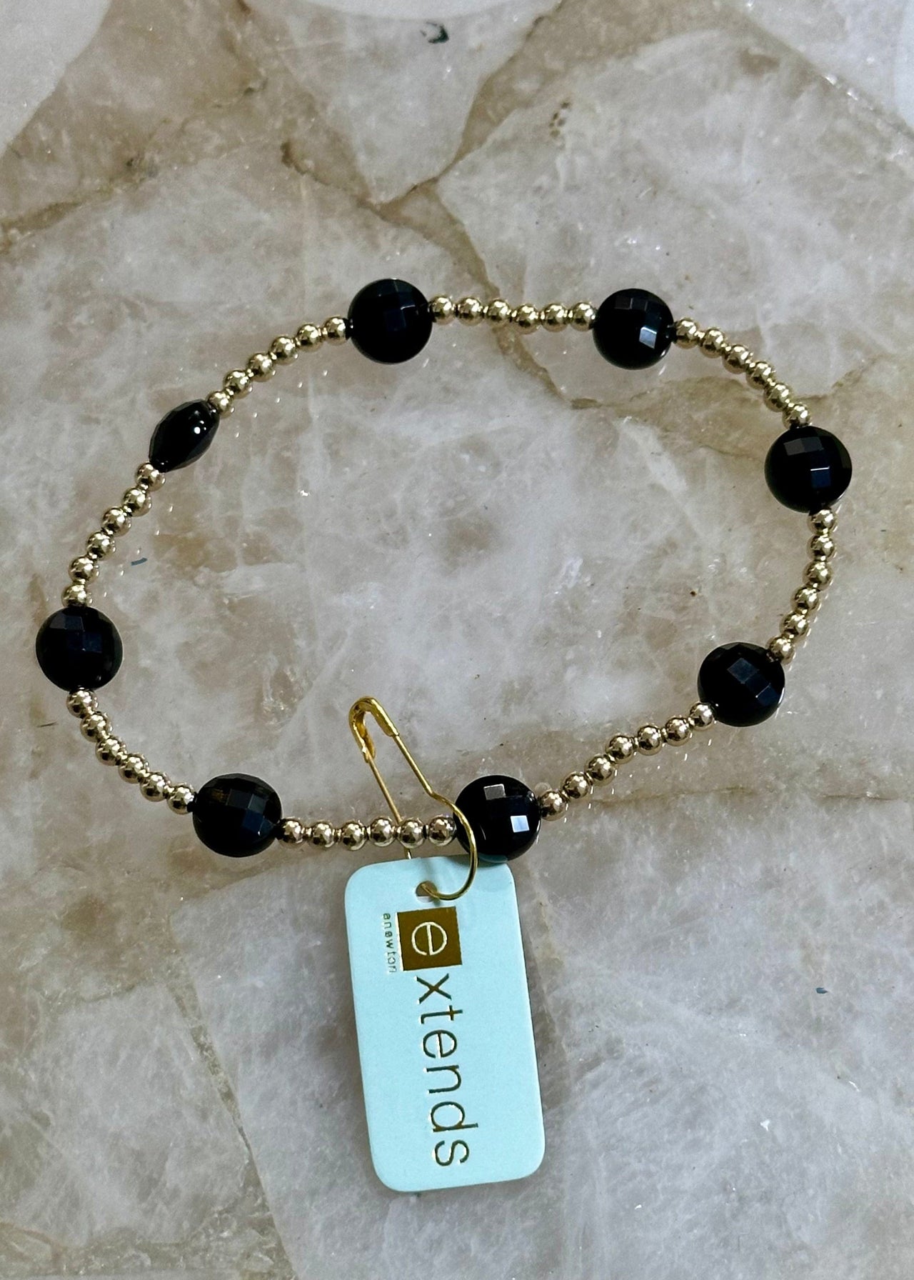 E.Newton Extends Admire Gold Bracelets e.newton Designs Bracelets Admire Gold 3 mm Faceted Onyx