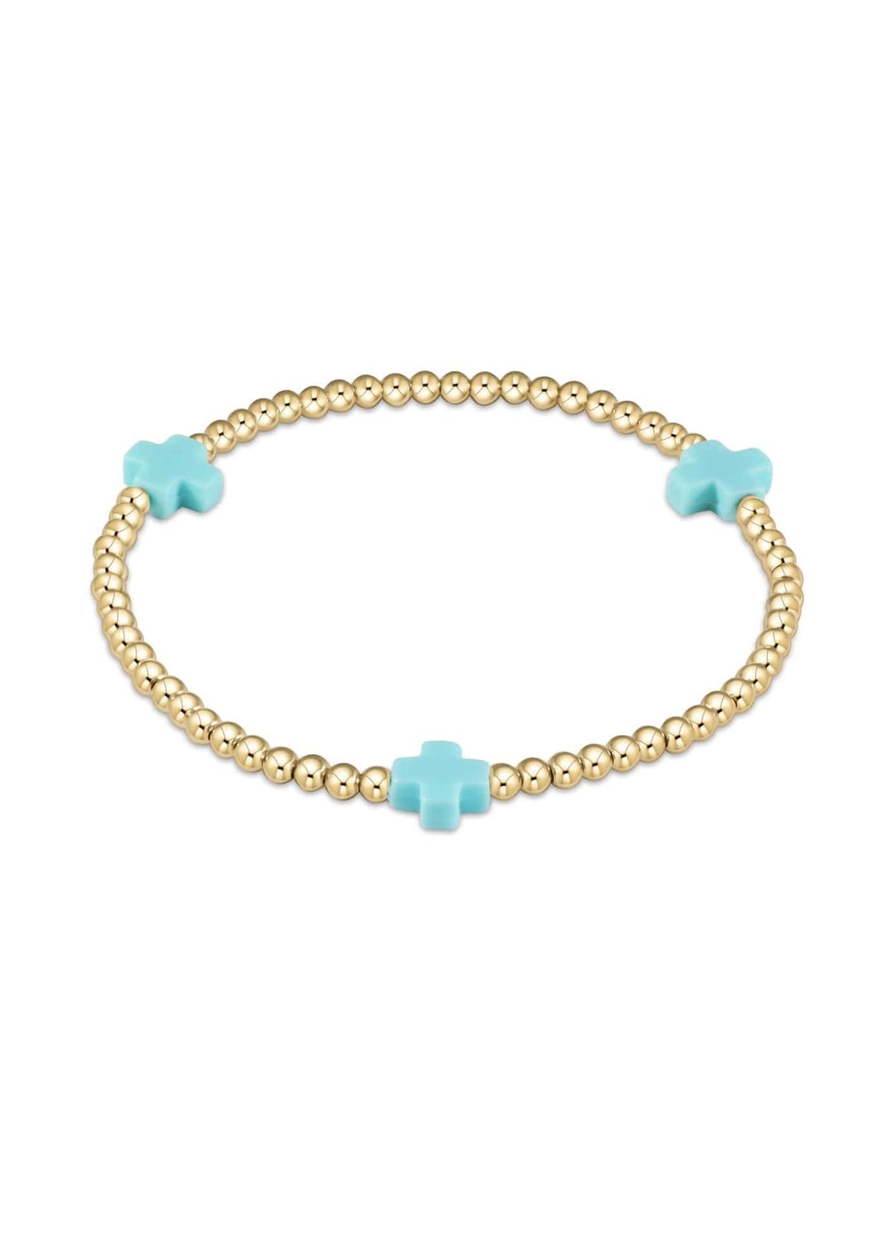 E.Newton Extends Signature Cross Gold Bracelets e.newton Designs Bracelets Signature Cross Gold w Turquoise 3 mm