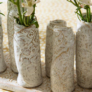 Embossed Clay in Gloss White | For Flowers or Candles Two's Company Vases