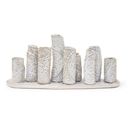 Embossed Clay in Gloss White | For Flowers or Candles Two's Company Vases