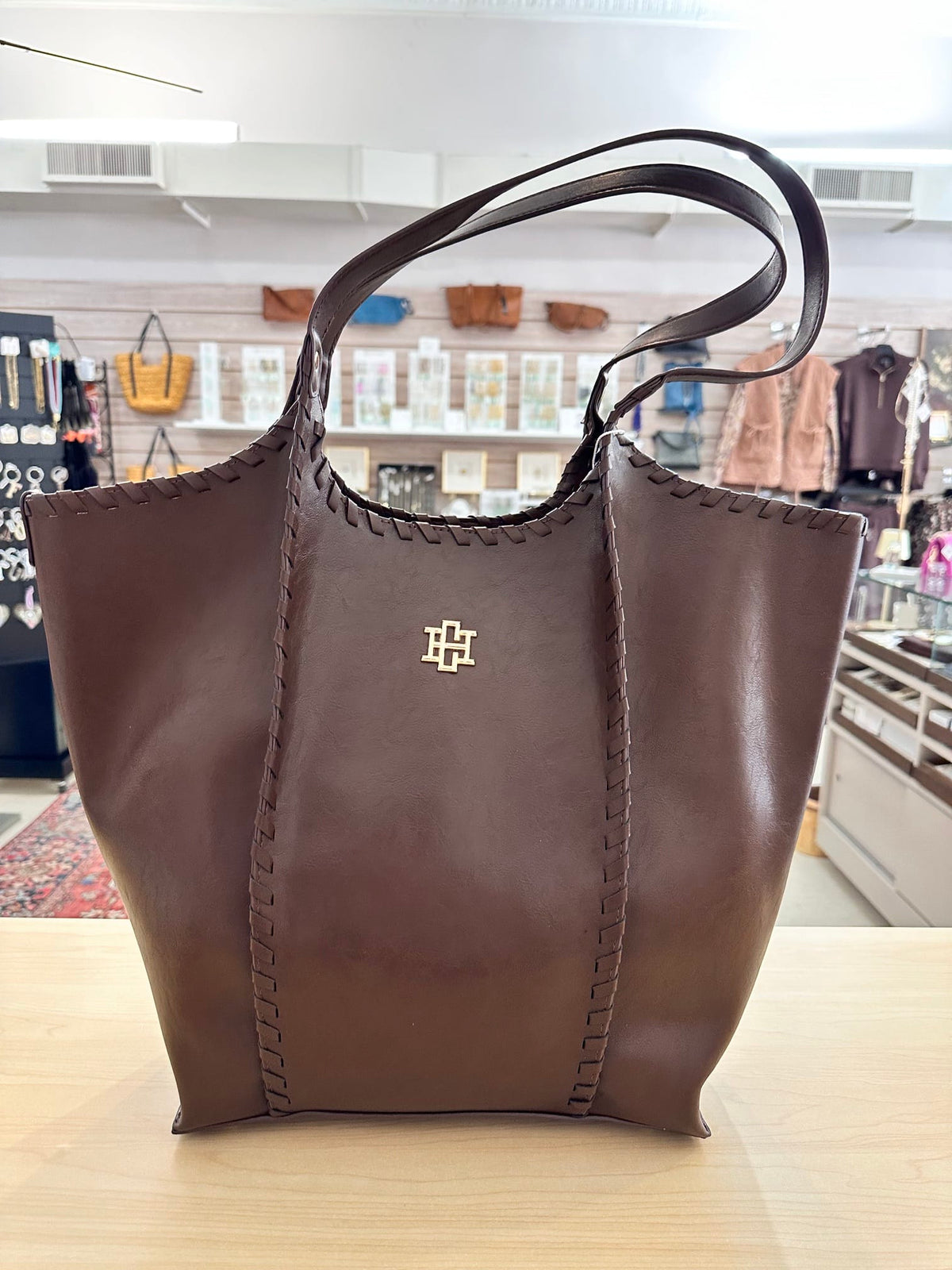 Emory Tote Bag, Chocolate Brown Caroline Hill Wholesale Handbag