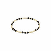 eNewton Gemstone Gold Joy Pattern 3mm Bead Bracelet | Faceted Onyx e.newton Designs BRACELET
