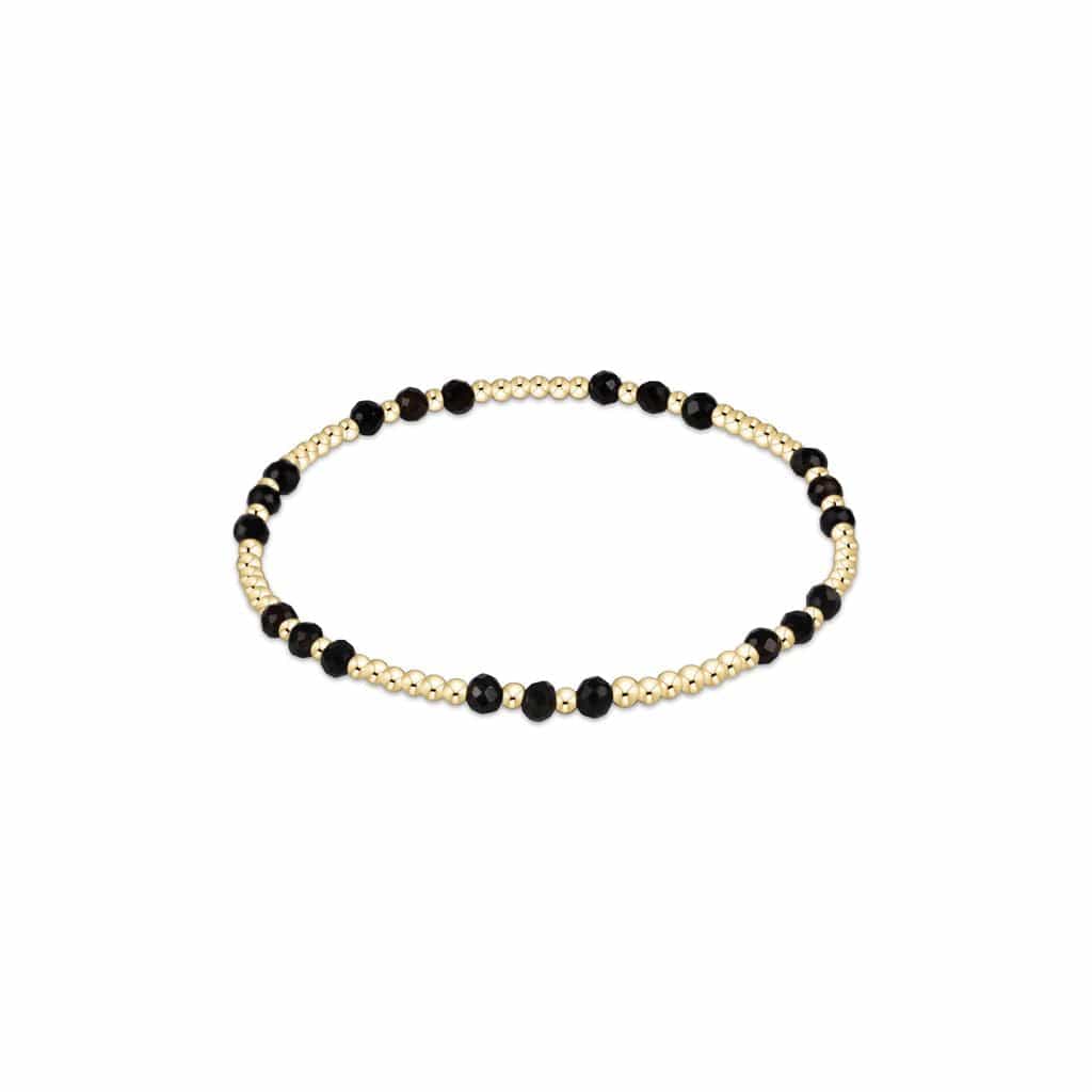 eNewton Gemstone Gold Joy Pattern 3mm Bead Bracelet | Faceted Onyx e.newton Designs BRACELET