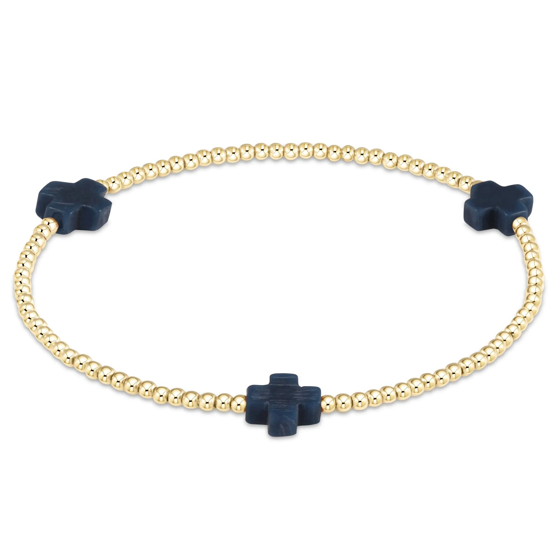 eNewton Signature Cross Small 2mm Bracelet | Navy e.newton Designs BRACELET