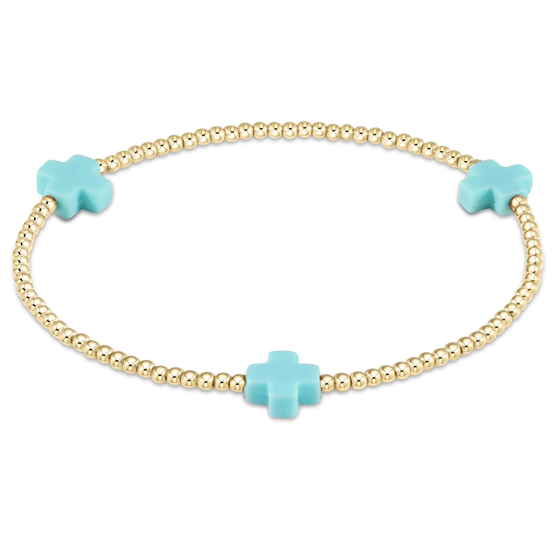 eNewton Signature Cross Small 2mm Bracelet | Turquoise e.newton Designs BRACELET