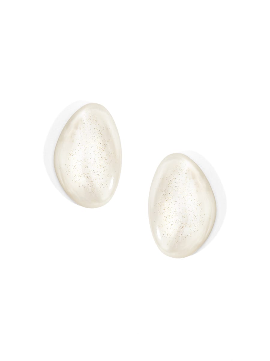 Estelle Marbled Oval Stud Earring, White Zenzii Earring