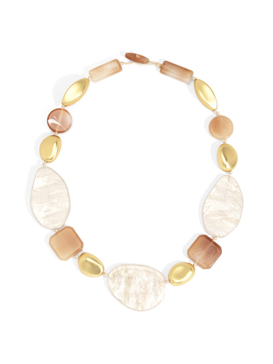 Estelle Mixed Statement Short Necklace, Beige Zenzii Necklace