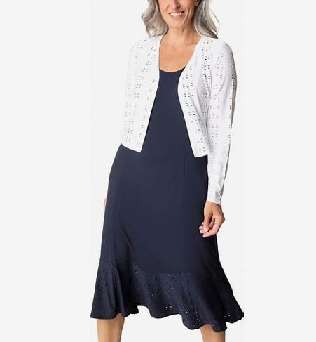 Eyelet Blooms Open Front Jacket by Habitat | White Habitat Cardigan