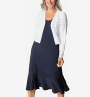 Eyelet Blooms Open Front Jacket by Habitat | White Habitat Cardigan