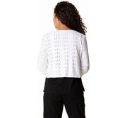 Eyelet Blooms Open Front Jacket by Habitat | White Habitat Cardigan