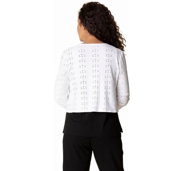 Eyelet Blooms Open Front Jacket by Habitat | White Habitat Cardigan