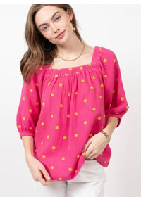 Thumbnail for Eyelet Gauze Pink Top Ivy Jane Casual Top