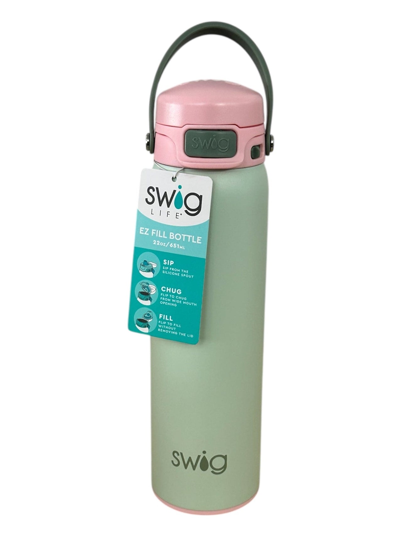 EZ Fill Leakproof 22 oz Bottle by SWIG | Colors SWIG Water Bottle Sage Mist