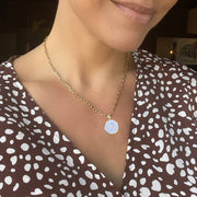 Faith Over Fear White Enamel Cross Pendant on Gold Chain Lenny & Eva