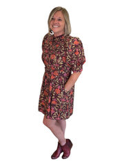 Fall Flirtation Dress in Burgandy Print Entro Dresses
