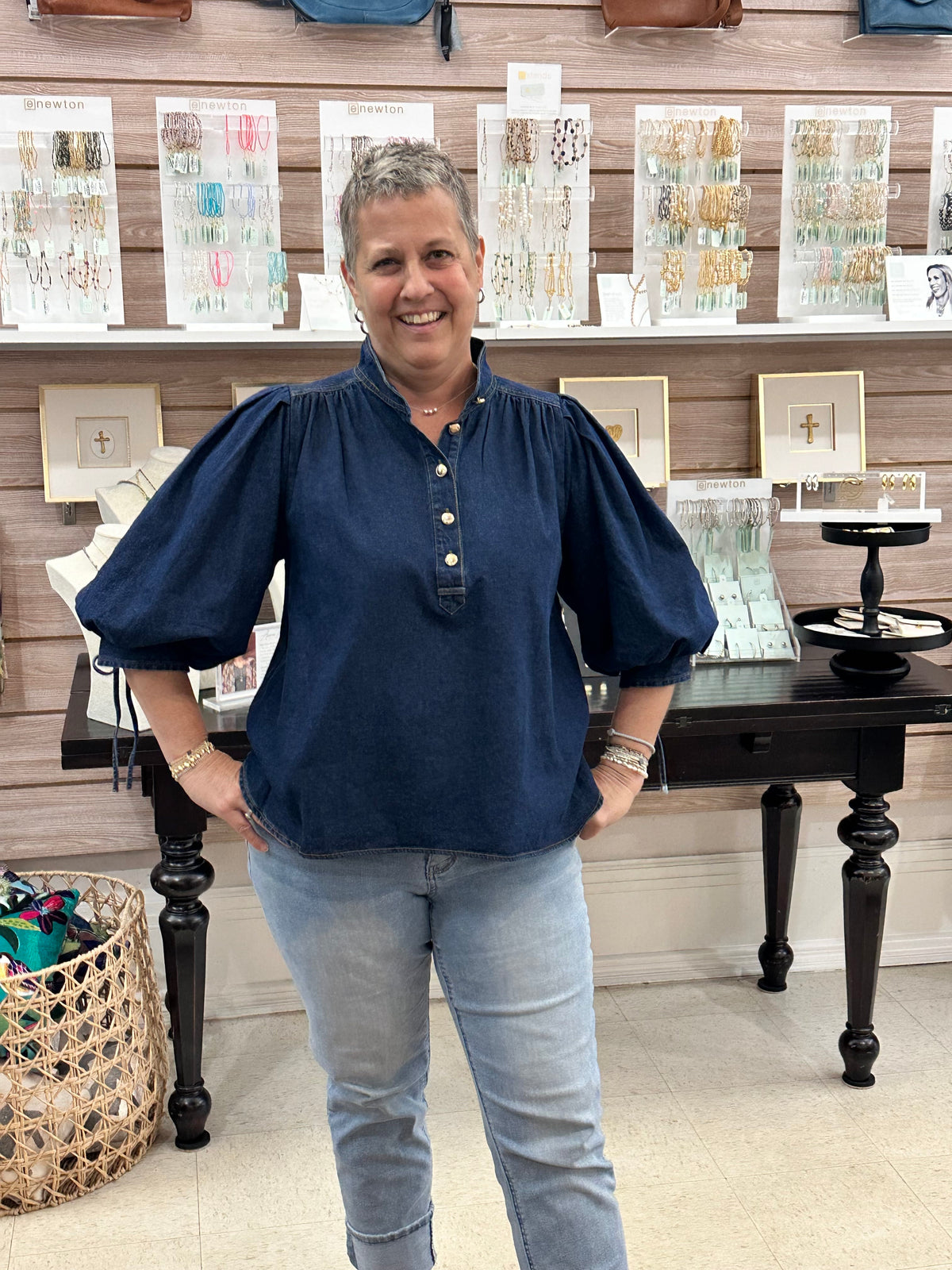 Fall indigo Top | Dk Denim Entro Top
